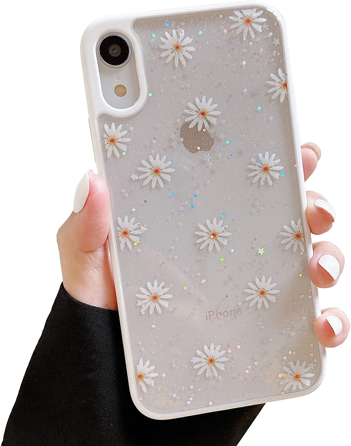 Iphone Xr Cute Clear Case Daisy Sparkly Bling Glitter Design Case Girls Woman Soft Slim Tpu Bumper Shockproof Anti Scratch Protective Case For Iphone Xr 6 1 Inch White Walmart Canada