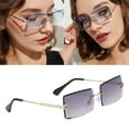 thumbnail image 4 of Rectangular Rimless Sunglasses Tinted Lens Clear Vintage Frameless Glasses - Gray, 4 of 6