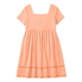 thumbnail image 5 of Josdec Women's Square Neck Short Sleeve Babydoll Midi Dresses Eyelet Hollow Hem Solid Color 100% Cotton Casual Dress for Daily Wear in Spring Summer S-3XL, 5 of 7