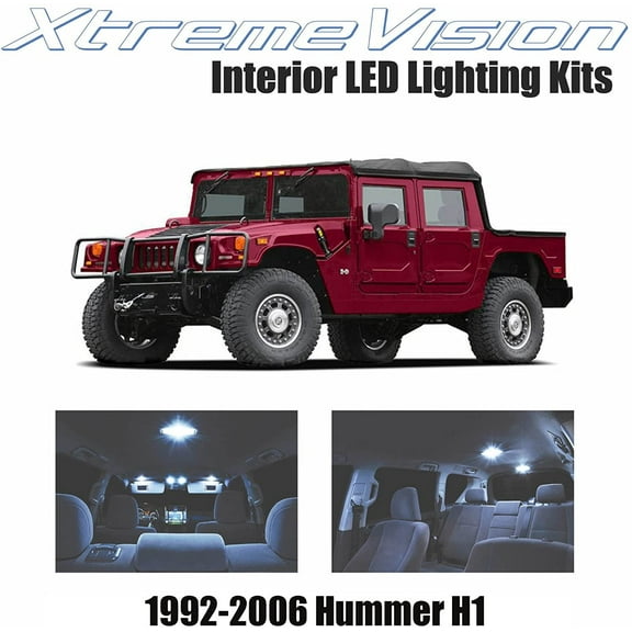 Xtremevision Interior LED for Hummer H1 1992-2006 14 Pieces Cool White Interior LED Kit   Installation Tool