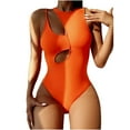thumbnail image 2 of YWDJ Clearance Plus Size Bathing Suit for Women One Piece Monokini Romper Solid High Waisted Bikini Womens Swimsuits Tummy Control Swimsuits for Women Plus Size Bathing Suit for Women 40-Orange S, 2 of 8