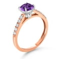 thumbnail image 3 of Gem Stone King 10K Rose Gold Purple Amethyst and White Lab Grown Diamond Engagement Ring for Women (2.30 Cttw, Cushion Cut 8MM, Gemstone February Birthstone, Available in Size 5, 6, 7, 8, 9), 3 of 4