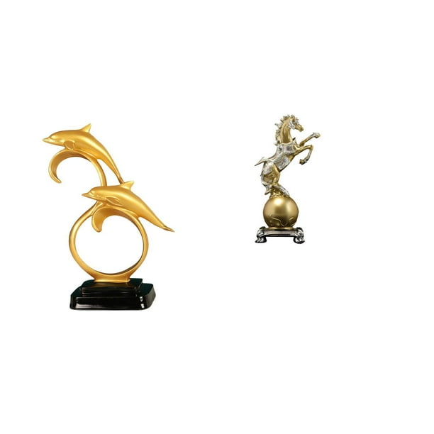 Figura de delfín,Colección de adornos de escritorio con figuras de delfines,Figura de escritorio,Estantería con estatua de caballo para escritorio,oficina y decoración del hogar.,Figura