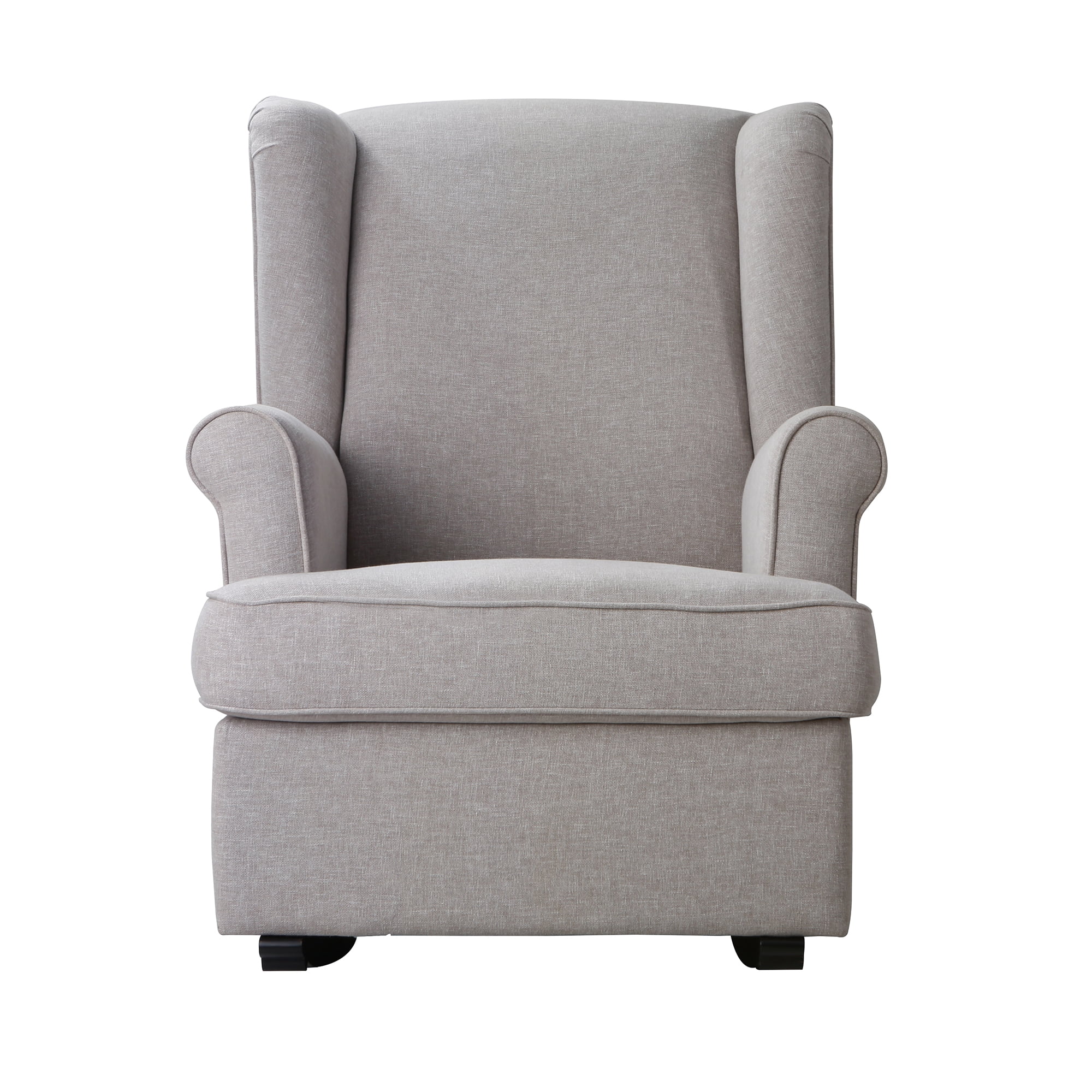 Second Story Home Quinn Upholstered Wingback Rocking Chair- Gray