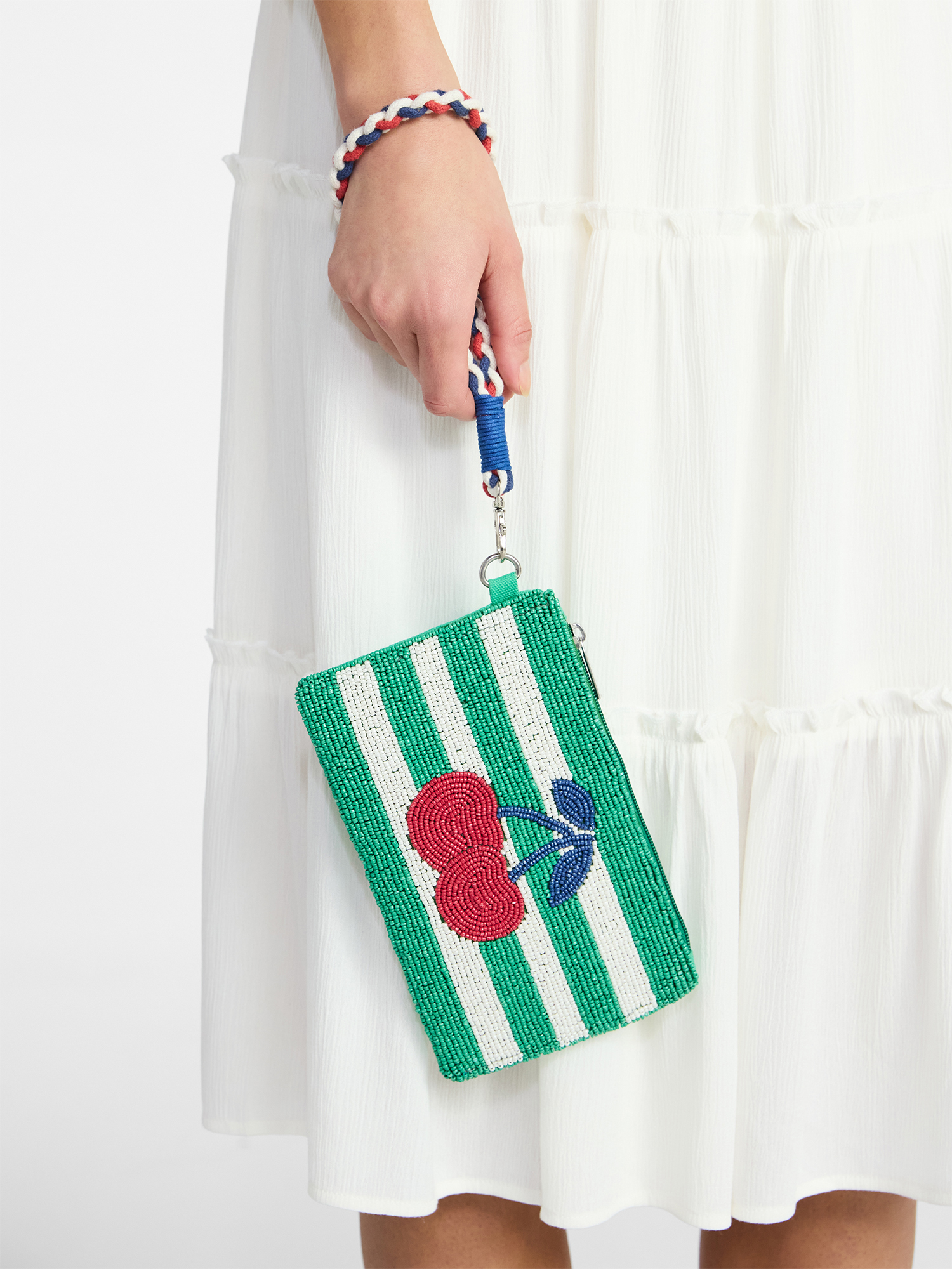 No Boundaries Women's Beaded Wristlet, Green Cherry