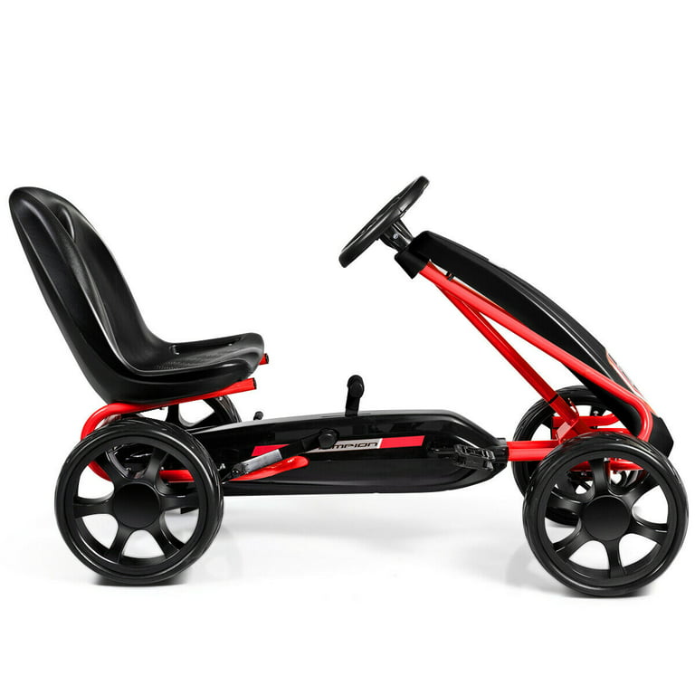 Go Kart Pedal Car Kids Ride On Toys Pedal Powered 4 Wheel Adjustable Seat  Black 