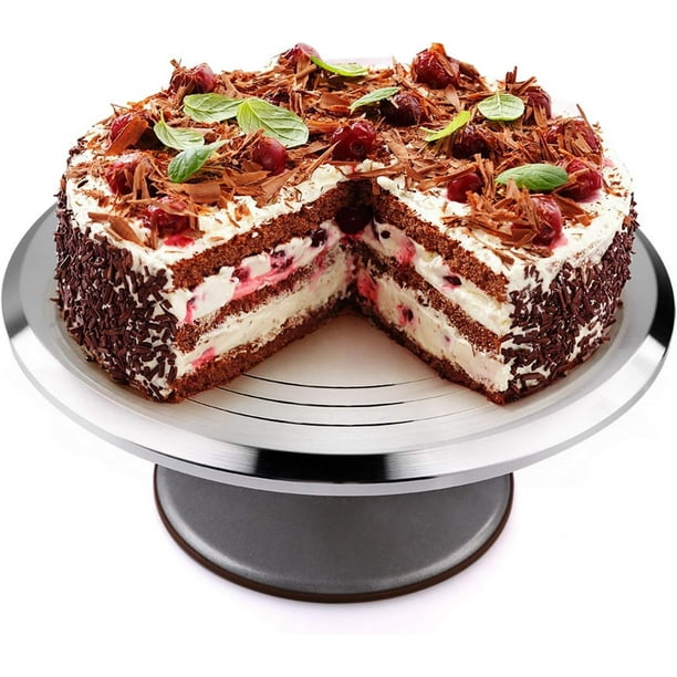 Soporte de aluminio para tartas de queso de Nueva York, Summerberry Stack, 30 x 30 x 15 cm, superficie antideslizante, fácil de limpiar, control de velocidad de rotación, plato giratorio estable,