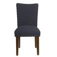thumbnail image 3 of HomePop Chaise de Salle à Manger Classique Rembourrée avec Clous, Bleu Marine Profond (Ensemble de 2), 3 of 5