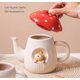 thumbnail image 2 of Cute Mushroom Teapot, Handmade Glaze Polka Dot Lid, Safety Matt Ceramic, 2 of 4