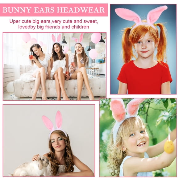 kurtrusly 3x White Ears Headband For Dress-Up And Parties Ties Tails Included Fine Stitching Plush Bunny 1Set