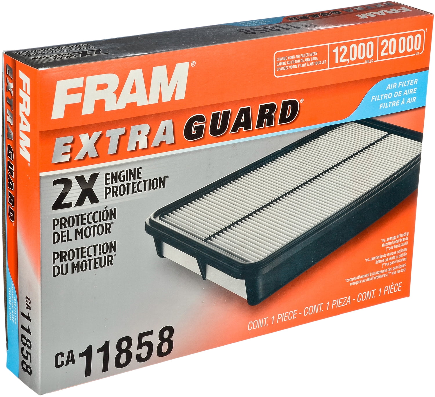 FRAM Extra Guard CA11858 Engine Air Filter Replacement Filter for 2014-2020 Nissan Rogue