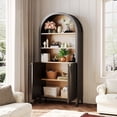 thumbnail image 3 of MINESTIA 61" arched bookcase, 5-Tier Farmhouse wooden arched cabinet with doors for Living Room Bedroom, 3 of 15