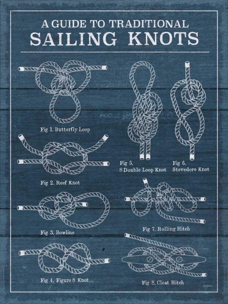 Vintage Sailing Knots I Poster Print by Mary Urban (9 x 12) Walmart