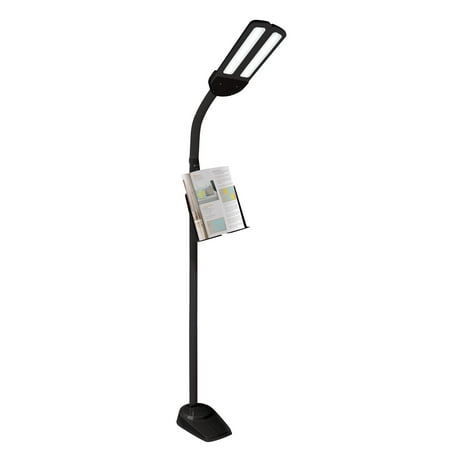 OttLite - Dual Shade LED Floor Lamp with USB Charging Station - Black