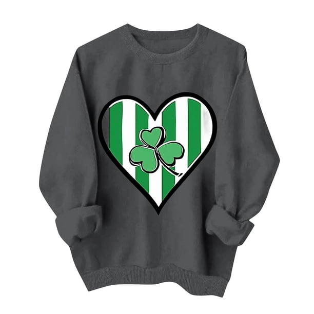 Suéteres de Manga Larga de Mujer con Cuello Redondo Impreso Suelto Casual para la Fiesta Del Día de San Patricio Y el Uso Diario