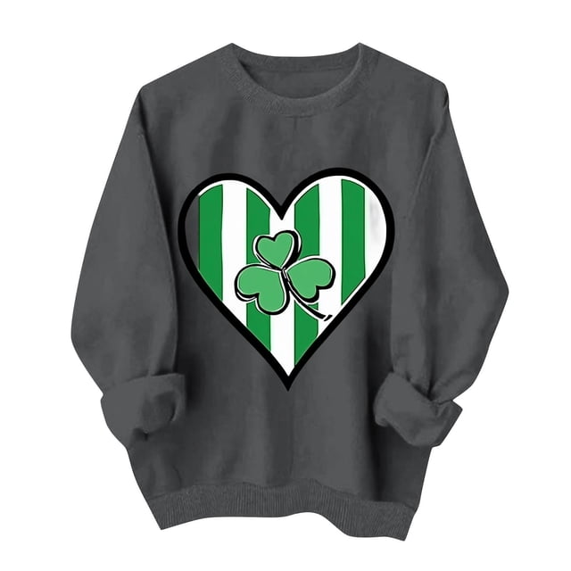 Suéteres de Manga Larga de Mujer con Cuello Redondo Impreso Suelto Casual para la Fiesta Del Día de San Patricio Y el Uso Diario