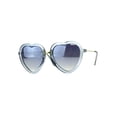 thumbnail image 2 of Womens Oversize Valentine Heart Shape Mirrored Sunglasses Blue, 2 of 4