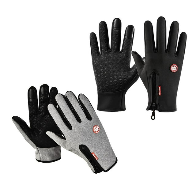 2 pares de guantes de invierno resistentes al viento y a la pantalla táctil XXL Negro y L Talla Gris