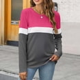 thumbnail image 7 of Long Sleeve Shirts For Women Color Block Tunic Tops Casual Shirts Round Neck Pullover Womens Long Sleeve Tops, 7 of 7