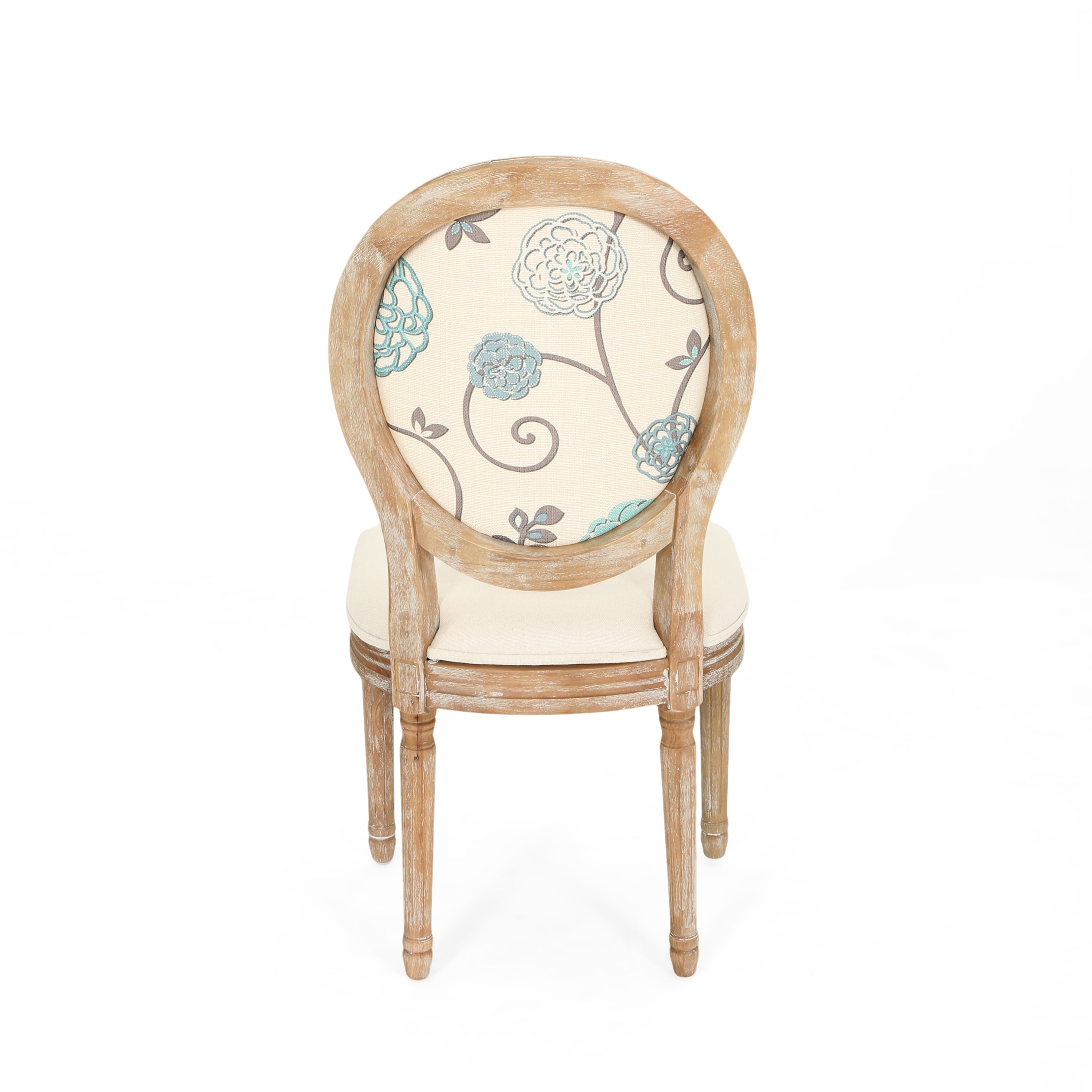 Noble House Nicole Farmhouse Fabric Dining Chairs, Set of 2, Beige, White, Blue