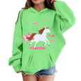 thumbnail image 4 of shoper Girls Hoodies Winter Warm Cartoon White Horse Print Pullover Long Sleeve Ranch Style Sweatshirt for Toddler Kids Comfortable Soft Fabric, 4 of 4