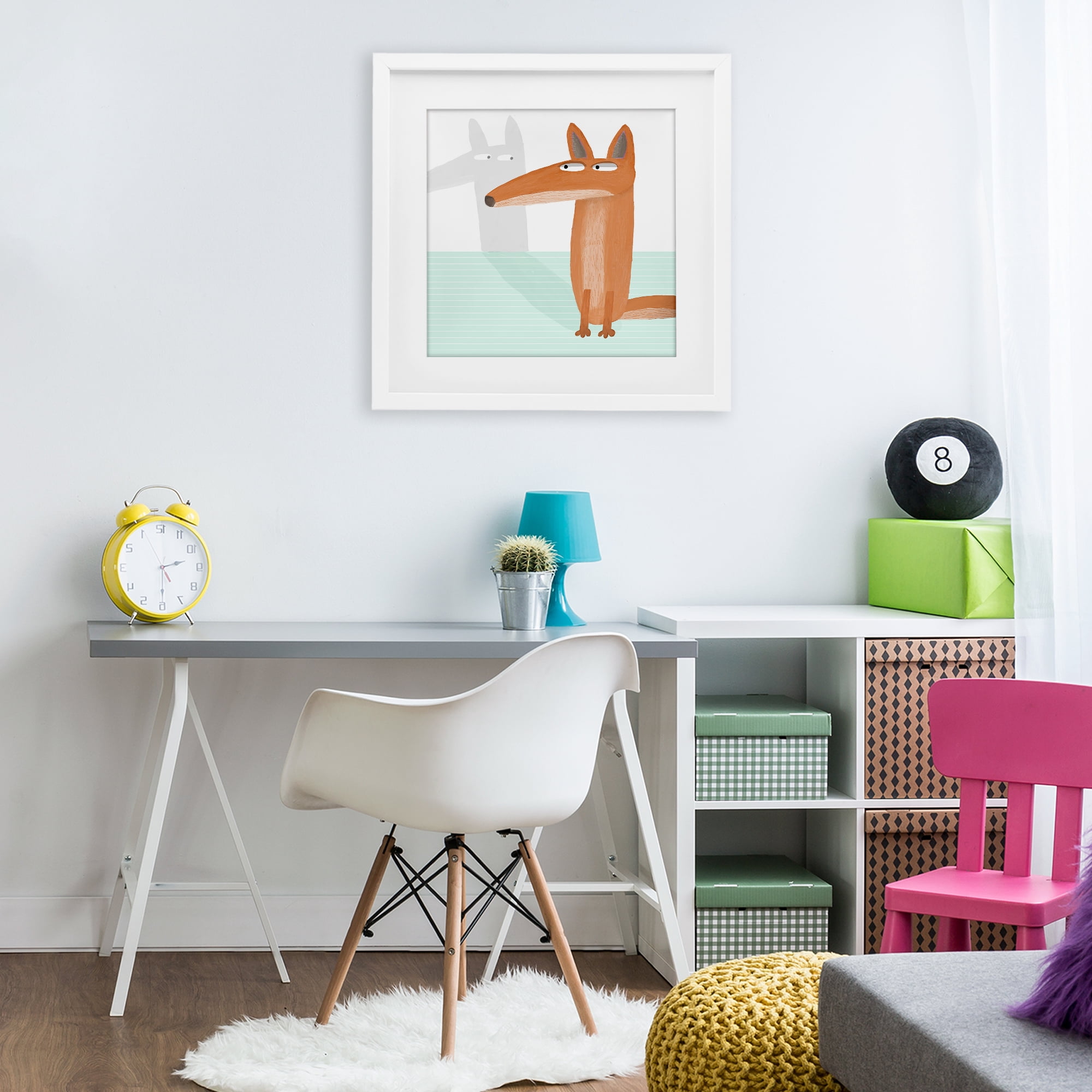 Stupell Industries Whimsical Fox Shadow White Framed Print Under Glass, design by Carla Daly