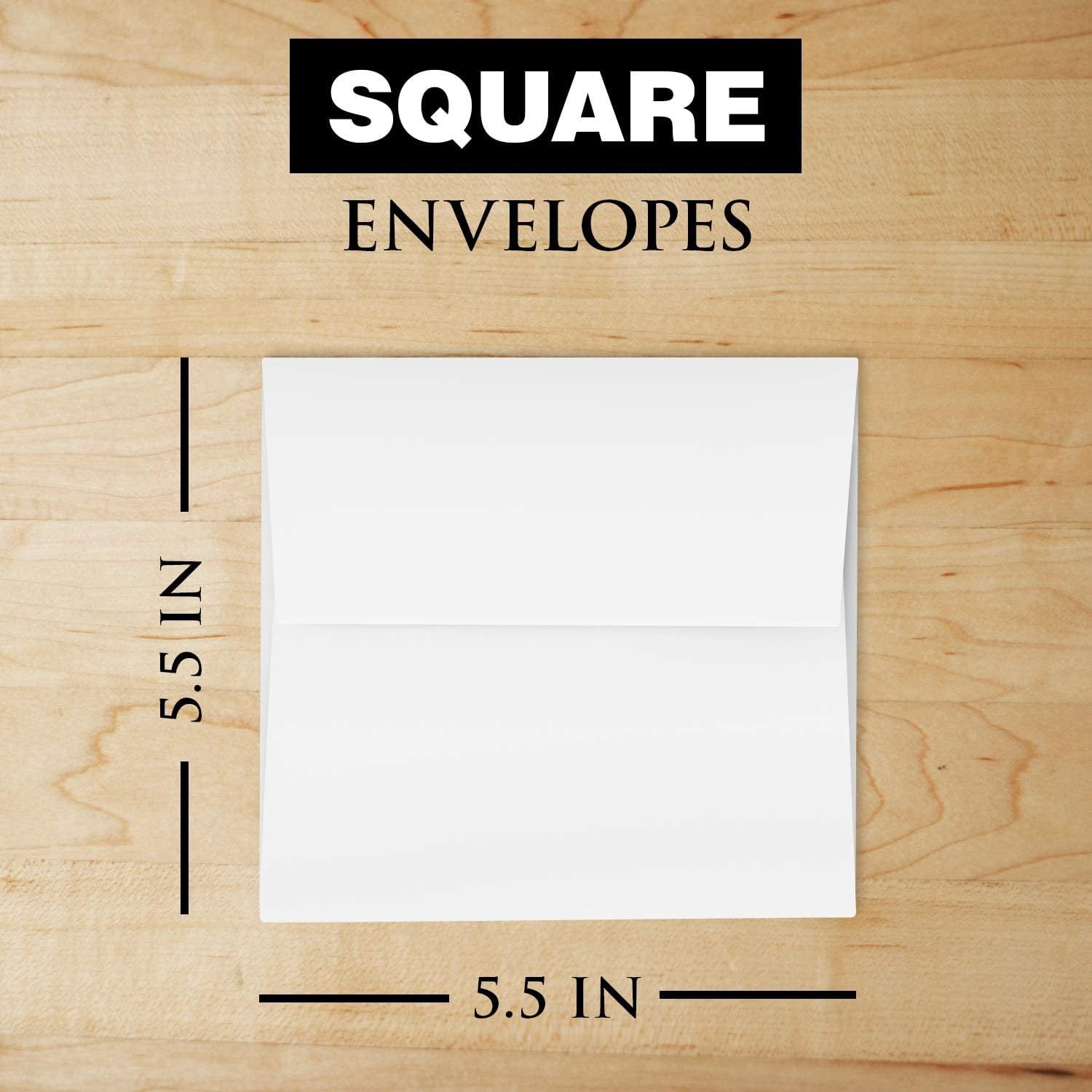 5.5 x 5.5” Square White Envelopes – Perfect for Enclosing Holiday Greeting, Party and Invitation Cards | Made from Durable 70Lb White Wove Paper | 50 per Pack