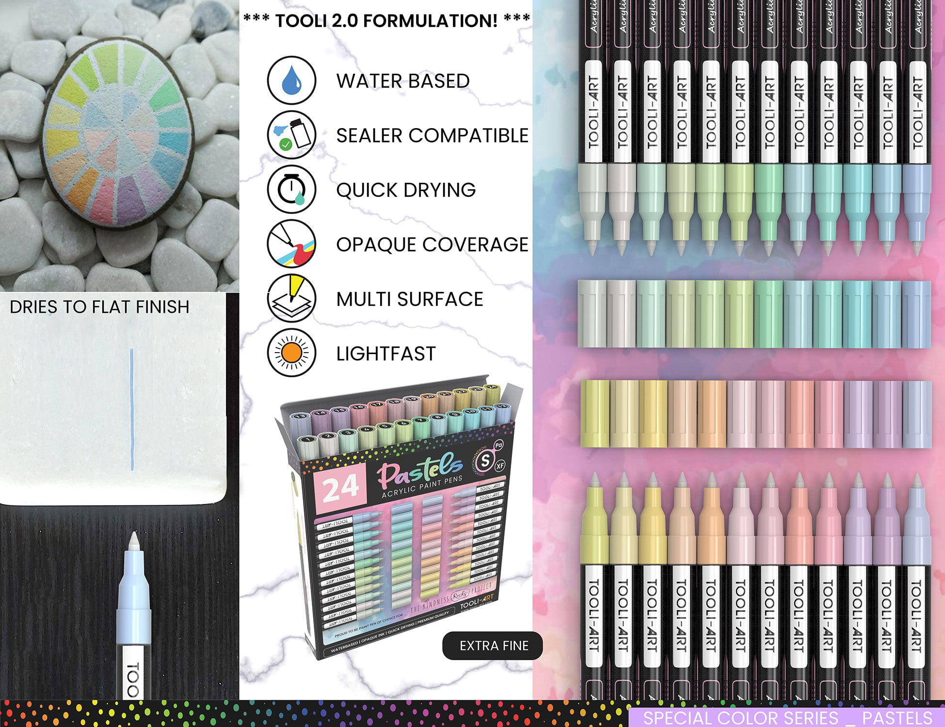 Loomini, Assorted Colors, Acrylic Paint Pens - 56 Colors - FineTip