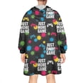 thumbnail image 2 of Wearable Oversized Blanket,Multicolor Controllers Games Icons Black Pattern Wearable Blanket Hoodie for Adults,Cozy Hooded Blankets with Super Pockets,Super Warm Fuzzy Pullover for Women & Men, 2 of 6