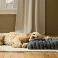 thumbnail image 2 of TOWN & COUNTRY LUXE CuddleTown Ribbed Bubble Stripe Pillow Crate Mat Pet Bed, Machine Washable Cover, Soft & Calming, Non-Slip Bottom, Dark Grey, Small 30"x21"x3", 2 of 7
