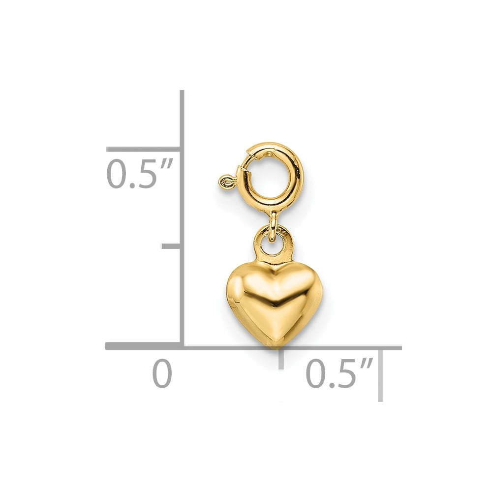 Finest Gold 14K Yellow Gold Polished Heart with Spring Ring Clasp Charm