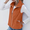 thumbnail image 3 of Fanxing Clearance 2025 Womens Fuzzy Sherpa Fleece Jacket Plus Size Lightweight Vest Coat Cozy Sleeveless Cardigan Zipper Waistcoat Outerwear with Pocket Orange,XXL, 3 of 7