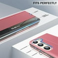 thumbnail image 6 of Phone Case for Samsung Galaxy S24 Case, Smart Clear View Window Luxury Slim Mirror for Galaxy S24 Case with Kickstand, Leather Hard PC Flip Shockproof Protective Cover Samsung S24 5G Case (Pink), 6 of 14