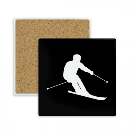 

Black Winter Sport Skiing Outline Square Coaster Cup Mat Mug Subplate Holder Insulation Stone