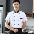 thumbnail image 2 of Unisex Chef Coat Jacket Catering Kitchen Short Sleeve Work Clothes For Kitchen Chef Wear 2XL White, 2 of 9