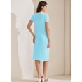 thumbnail image 4 of DARING DIVA Striped Ribbed Knit Short Sleeve Midi Dress M Blue, 4 of 6