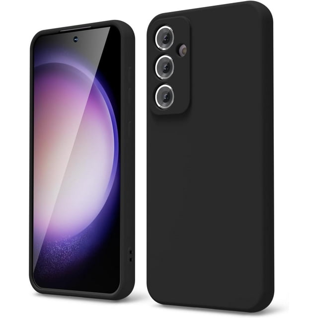 LAICAIW Silicone Case for Samsung Galaxy S23 FE, Thin Protection Rubber Original Mobile Phone Case, Soft Slim Matte TPU Camera Protection Shockproof Non-Slip Protective Case for Women Girls Black