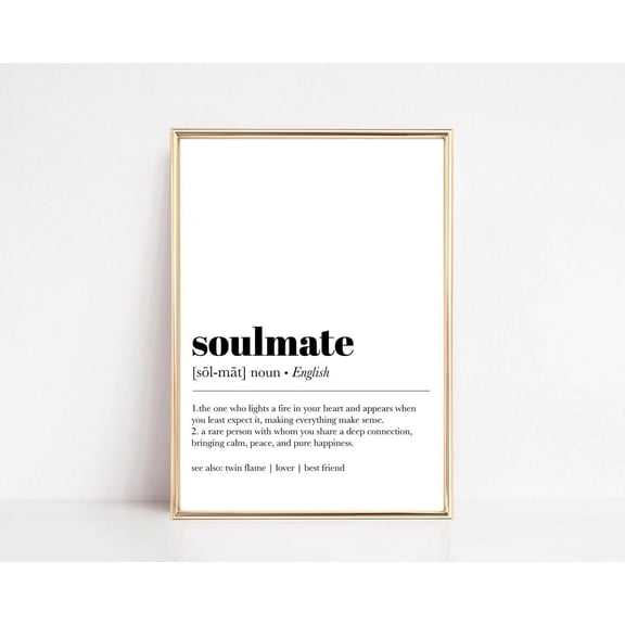 Soulmate Definition Minimalist Love Poster, Stretched Canvas 8x10in