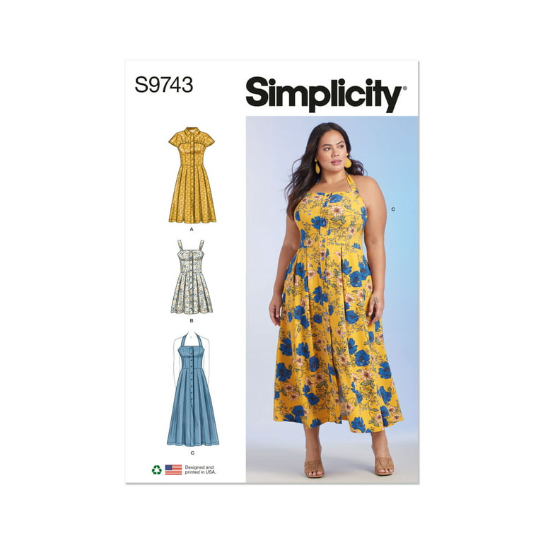 Simplicity Sewing Pattern 9743 -Women's Dresses, Size: W2  (20W-22W-24W-26W-28W) 