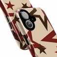 thumbnail image 2 of Bold Red Star Pattern Phone Case, Modern Geometric Beige & Brown Aesthetic Protective Cover for iPhone 16 15 14 13 12 11 Pro Max Plus Mini, 2 of 6