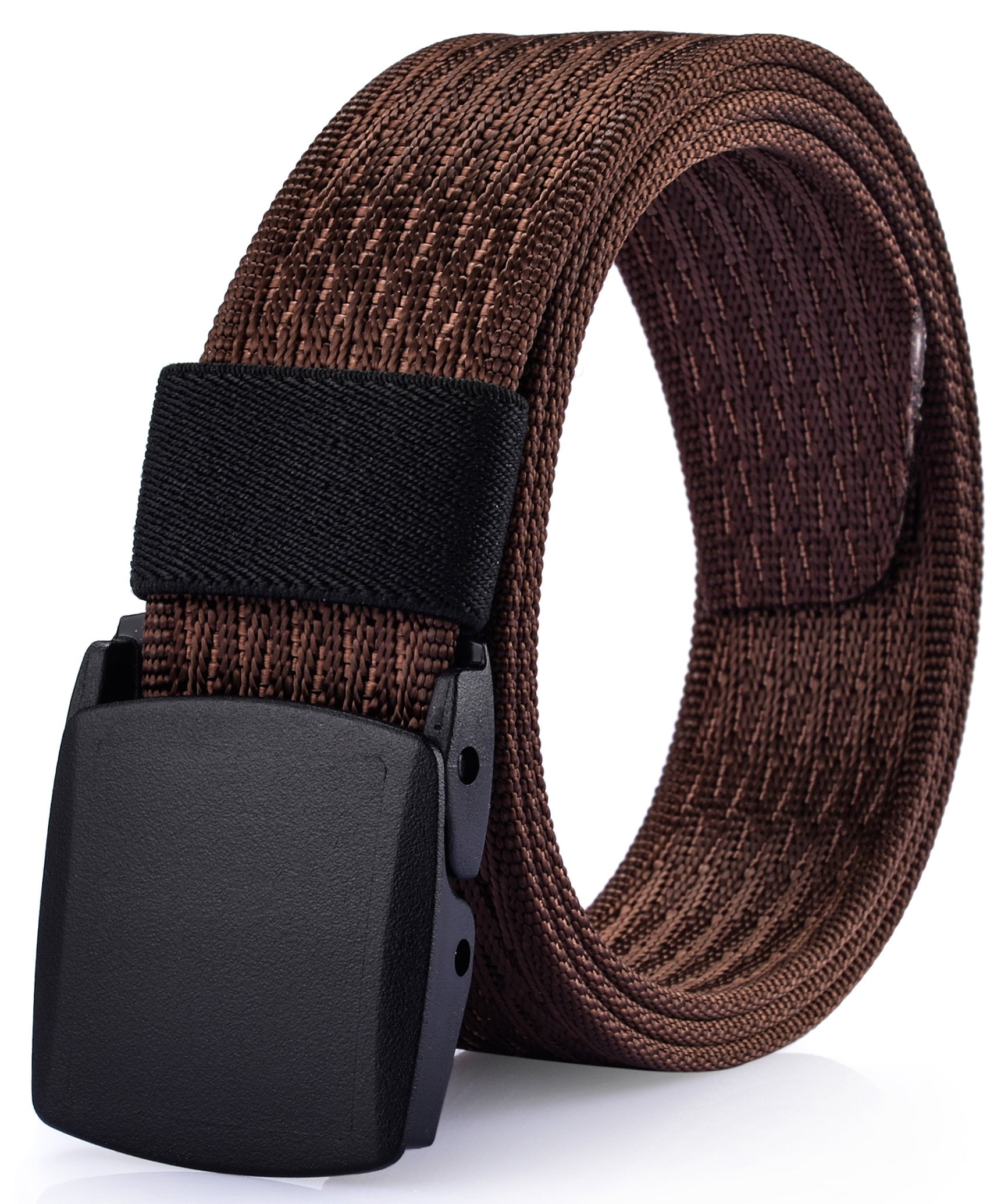 Men's Casual Dress Belt No Metal Parts Plastic Buckle Quick Security