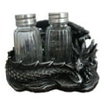 thumbnail image 3 of Mythical Sleeping Dragon Glass Salt and Pepper Shaker Set with Decorative Holder Display Stand Figurine for Medieval Kitchen Decor Sculptures & Gothic Dining Room Table Centerpieces As Fantasy Home Ac, 3 of 4