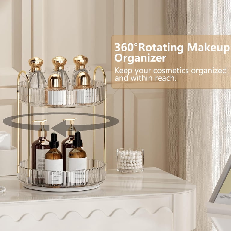 Asnews 360° Rotating 2-Tier Makeup Organizer photo 5