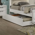 thumbnail image 4 of Miekor Furniture Contemporary Glam Pearl White Upholstered Full Size Bed w LED W Trundle Embossed Panel 1pc Bedframe Bedroom Furniture MK2485, 4 of 7