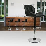 Elecwish Urban Hipster Bar Stool with 360-Degree Swivel & Adjustable Height, Black, Set of 2
