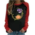 thumbnail image 2 of Elvqul 3/4 Sleeve Women T Shirts on Clearance Black Print Halloween Loose Crew Neck Tops, 2 of 4