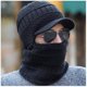 thumbnail image 1 of Gorro de punto con pasamontañas para invierno, resistente al viento, de forro polar, ajustable, muy cálido para andar en bicicleta, 1 of 1