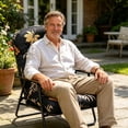thumbnail image 4 of High Back Outdoor Chair Cushion, Waterproof Patio Chair Pad with Ties for Chairs, Rocking Chairs and Outdoor Furniture(Black,110X50cm), 4 of 5