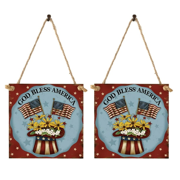 Signos de madera Colgante Adornos Colgantes Cuadrados Día de la Independencia Americana Día Garaje Signos para Hombres Decoración para Hombres Artesanías de pared Yuarrent HA011999-01