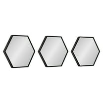 Kate and Laurel Rhodes Modern Hexagon Wall Mirror Set, 3 Pieces Black, Chic Geometric Mirror for Wall